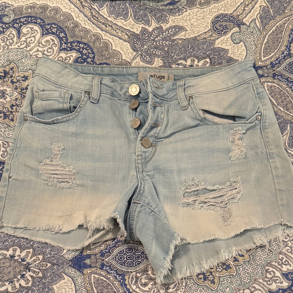 Refuge Light Blue Ripped Jean Shorts size 2